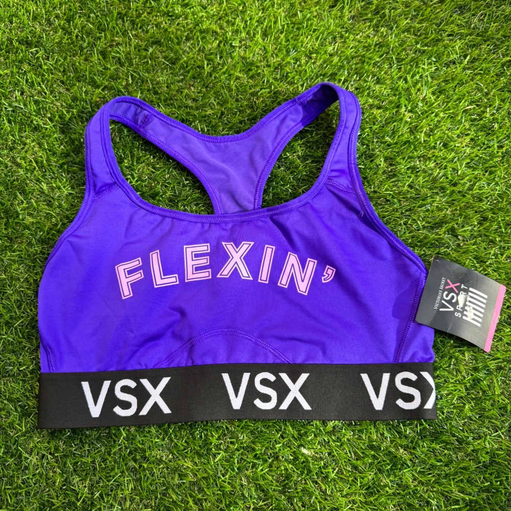 Victoria's Secret VSX The Player Sports Bra Medium Purple Flexin Racerback NWT